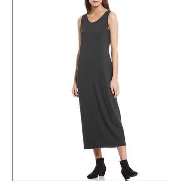 ✨EILEEN FISHER Stretch Jersey Grey Sz Small Maxi Dress✨ - Picture 1 of 9